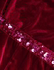 Sequin Belt Velour Jumpsuit, Red (RED), large