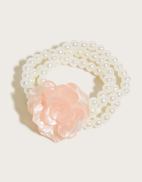 Resin Rose Pearl Stretch Bracelet, , large