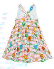 Frugi Delphi Flower Print Dress, White (WHITE), large