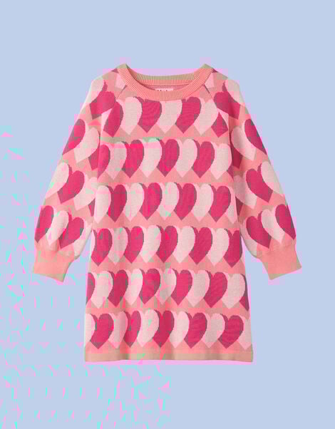 Hatley Graphic Hearts Jumper Dress, Pink (PINK), large