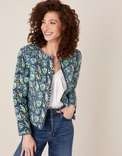 ARTISAN STUDIO Floral Quilted Jacket, Blue (NAVY), large