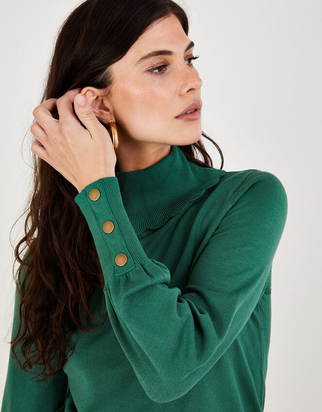 Polo Neck Jumper, Green (GREEN), large