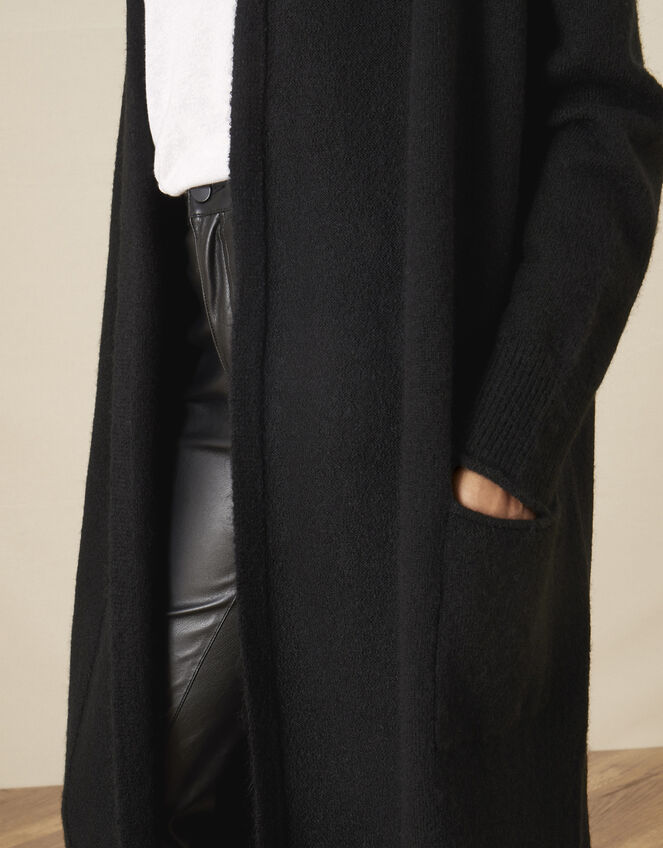 Shawl Collar Longline Cardigan, Black (BLACK), large