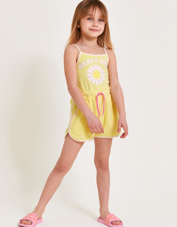 Towelling Happy Days Romper, Yellow (YELLOW), large