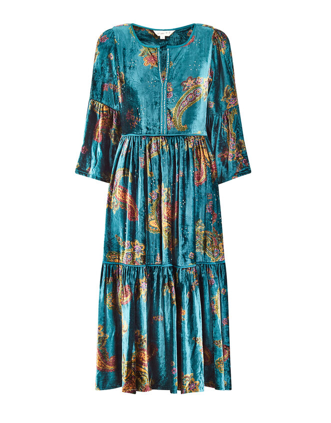 East Lucielle Velvet Dress, Teal (TEAL), large