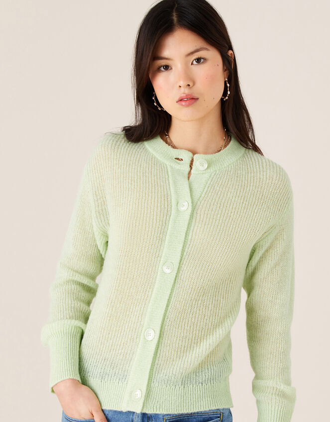 Button-Through Short Cardigan, Green (MINT), large