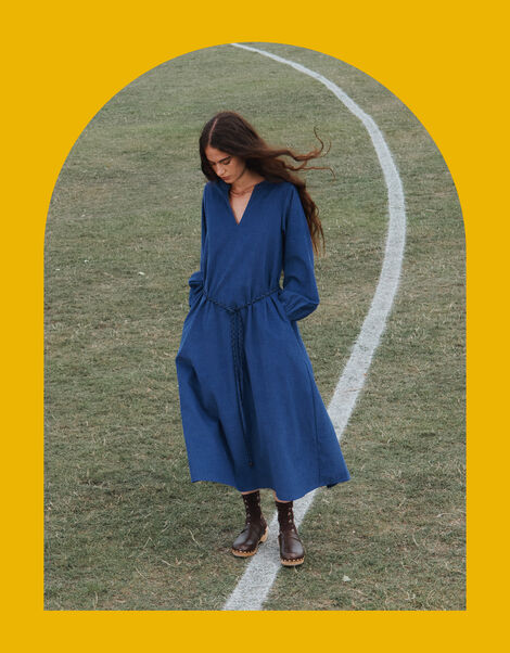 East Mahi Corduroy Midi Dress, Blue (BLUE), large