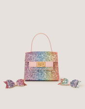 Ombr&eacute; Glitter Bag & Hair Clips Set, , large