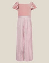Quinn Velvet Pleated Jumpsuit, Pink (PINK), large