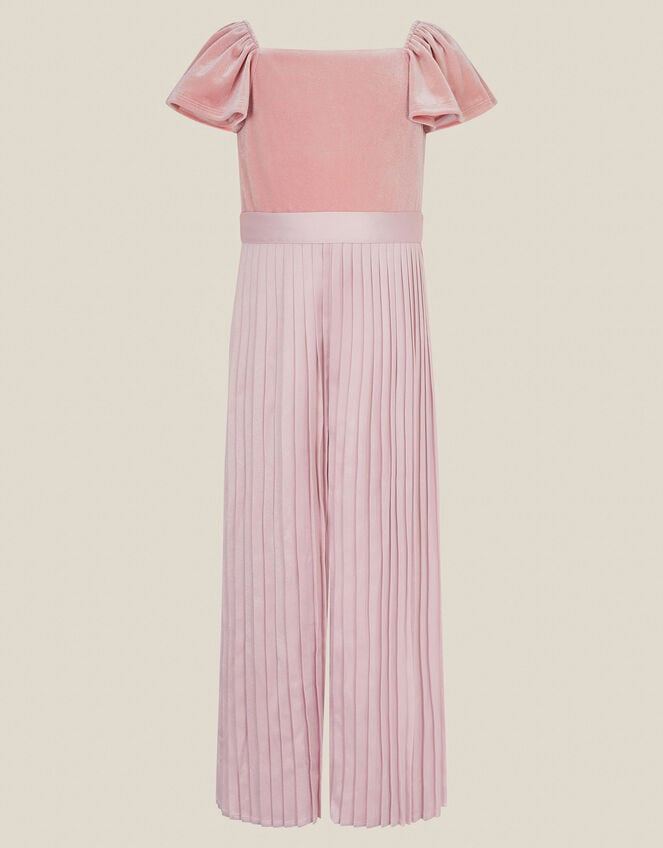 Quinn Velvet Pleated Jumpsuit, Pink (PINK), large