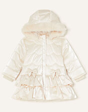 Baby Padded Satin Coat, Natural (CHAMPAGNE), large