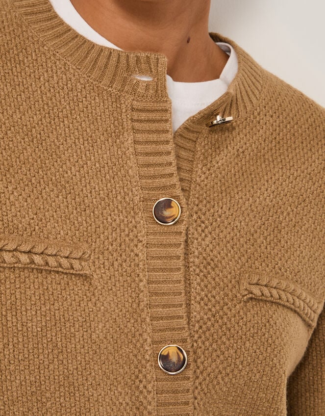 Bella Braid Pocket Cardigan, Camel (CAMEL), large