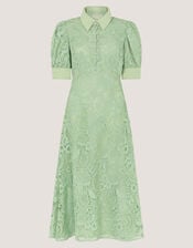 Bridget Puff Sleeve Lace Midi Dress, Green (MINT), large