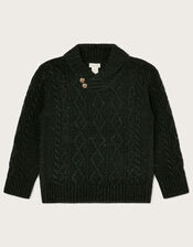 Button Shawl Collar Jumper, Green (GREEN), large