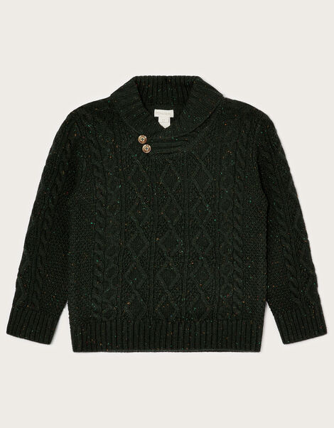 Button Shawl Collar Jumper, Green (GREEN), large