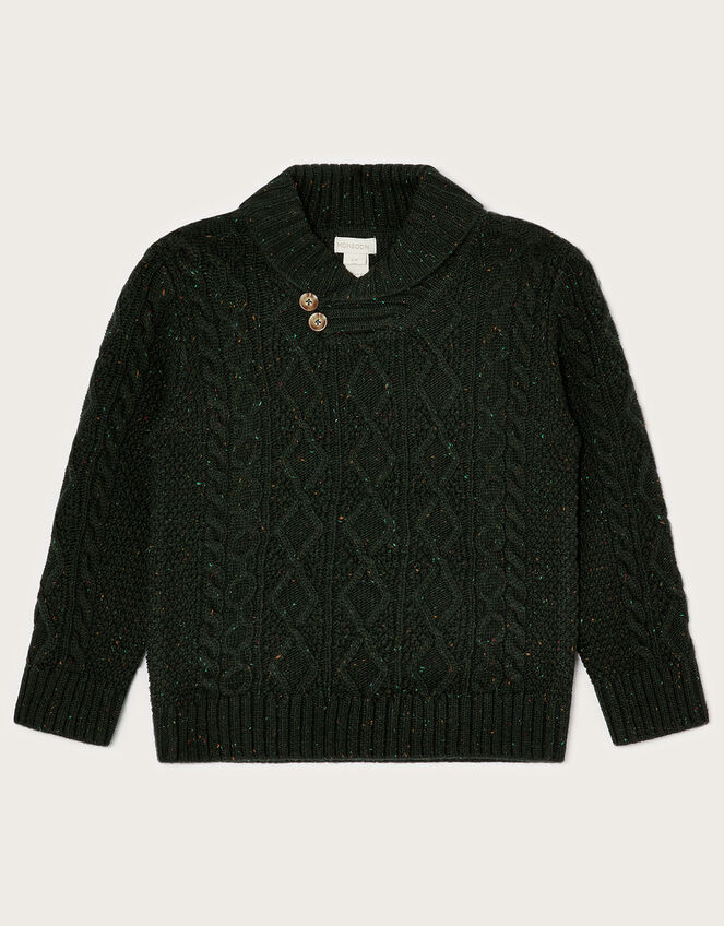 Button Shawl Collar Jumper, Green (GREEN), large
