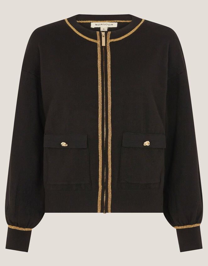 Nolan Knit Bomber Jacket, Black (BLACK), large