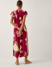 Amisha Short Sleeve Jumpsuit, Red (BURGUNDY), large