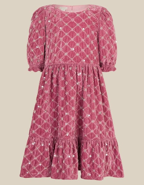 Gracie Embellished Velvet Party Dress, Pink (DARK PINK), large