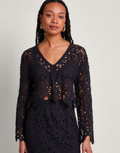 Riri Crochet Cardigan, Black (BLACK), large