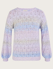 Ombre Stripe Jumper with Recycled Polyester, Purple (LILAC), large