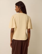 Layla V-Neck Lace Jersey Top, Yellow (BUTTER YELLOW), large