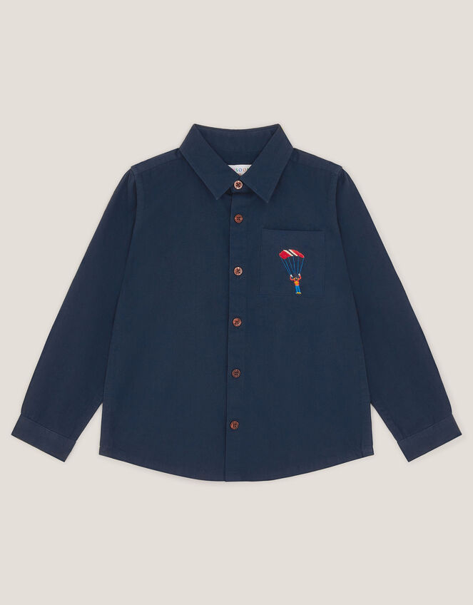 London Embroidered Twill Shirt, Blue (BLUE), large