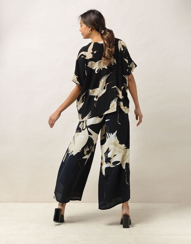 One Hundred Stars Stork Print Top, Black (BLACK), large