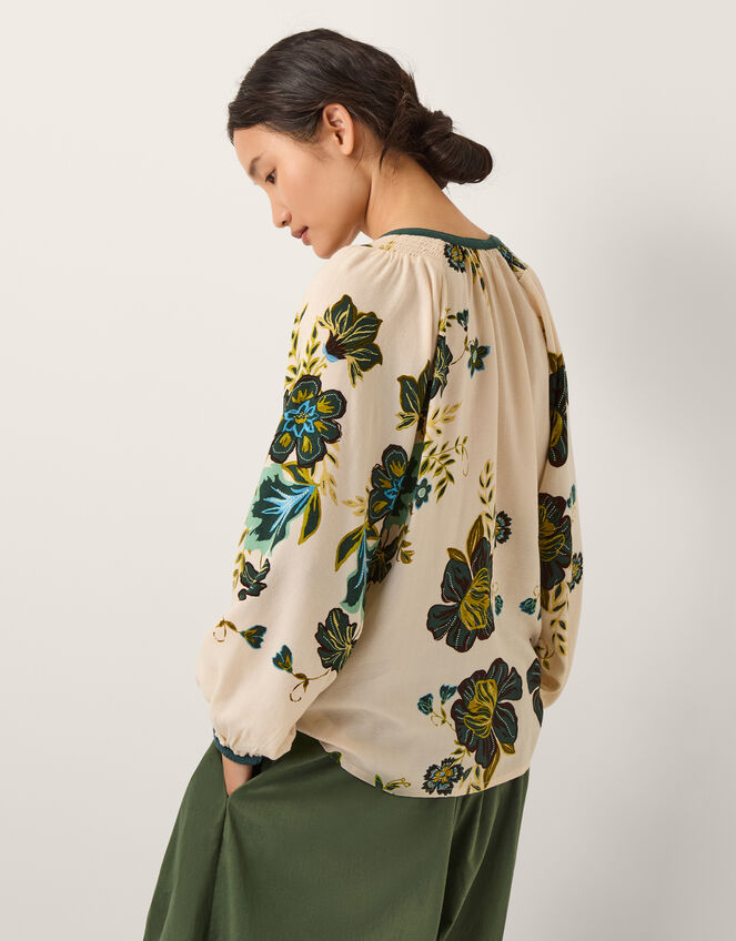 Zenya Floral Print Blouse, Green (GREEN), large