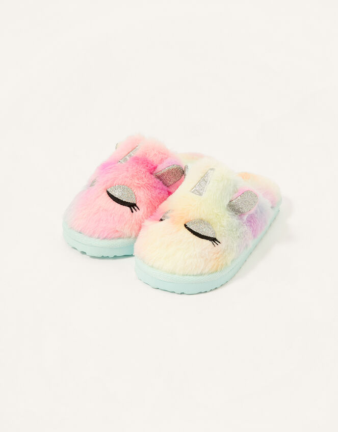 Unicorn Ombre Fluffy Slippers, Multi (MULTI), large