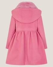 Natalia Faux Fur Collar Double-Breasted Coat, Pink (PINK), large