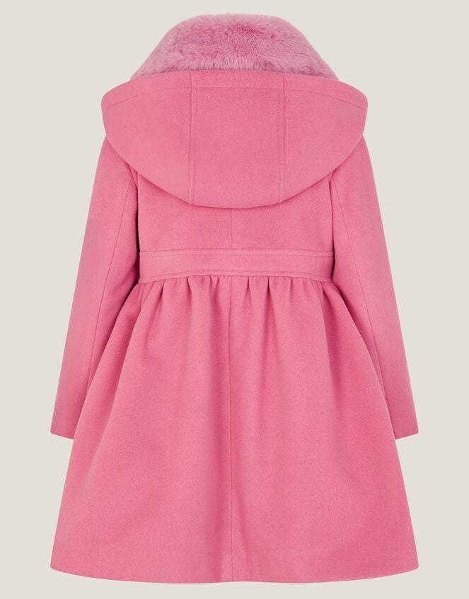 Natalia Faux Fur Collar Double-Breasted Coat, Pink (PINK), large