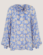 Sian Floral Print Blouse, Blue (BLUE), large