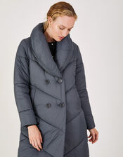 Clara Longline Padded Maxi Coat in Recycled Polyester, Grey (CHARCOAL), large
