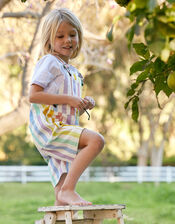Dotty Dungarees Stripe Short Dungarees, Multi (MULTI), large