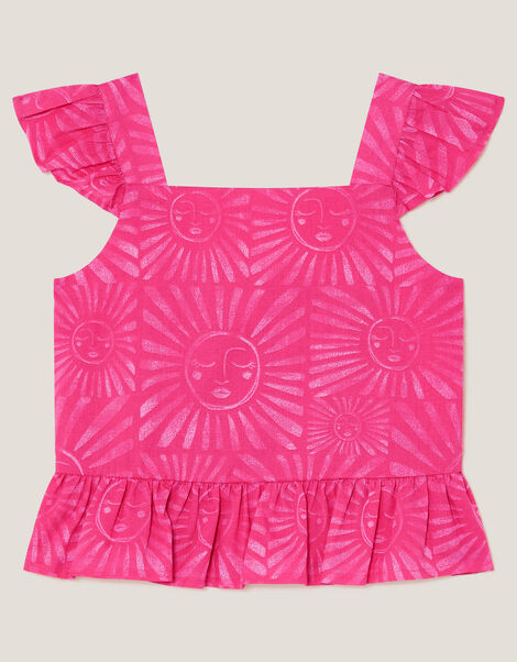 Sun Print Frilly Top, Pink (PINK), large