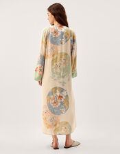 Clemence Amelie Tie Front Floral Midi Dress, Cream (CREAM), large