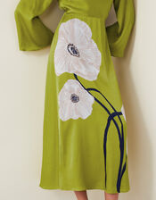 Molly Floral Print Satin Dress, Green (OLIVE), large