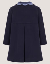 Baby Scallop Collar Coat , Blue (NAVY), large