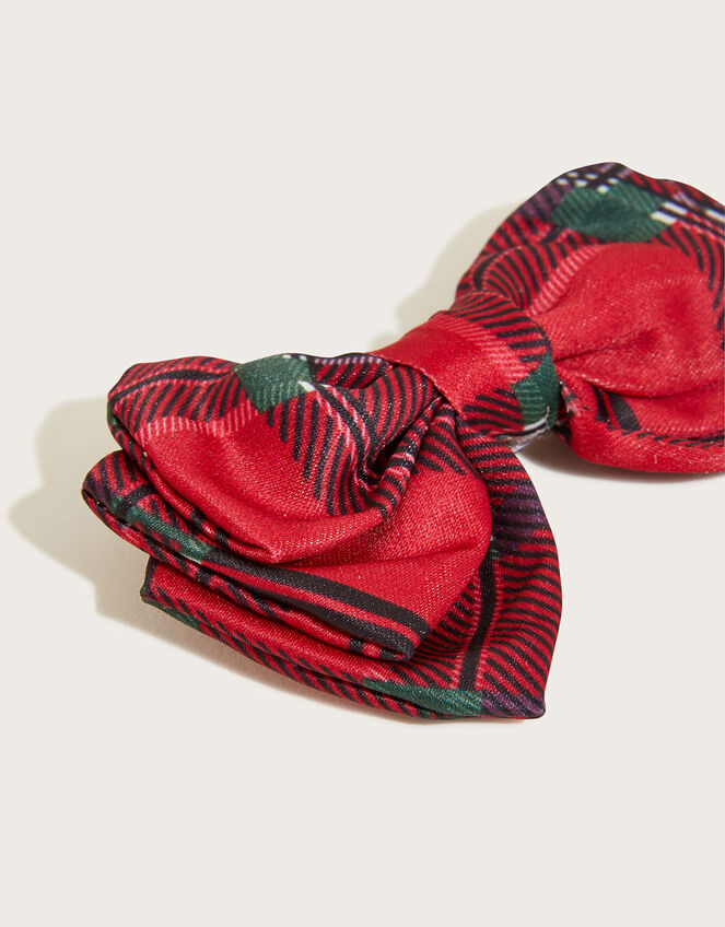 Tartan Large Bow Hair Clip, , large