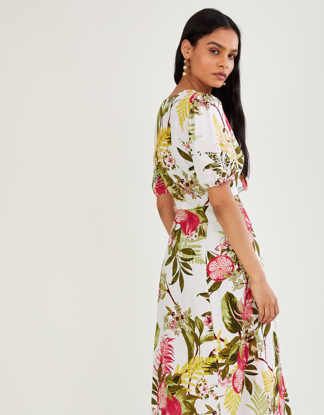 Eliana Pomegranate Dress in Linen Blend, Ivory (IVORY), large