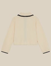 Monsoon x Queens of Archive Charlotte Collar Bow Contrast Cardigan, Ivory (IVORY), large
