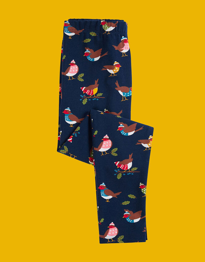 Frugi Libby Printed Leggings, Blue (NAVY), large