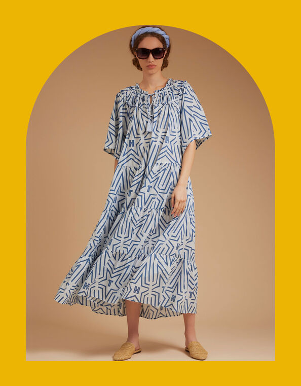 Tallulah and Hope Esther Print Dress, Blue (BLUE), large