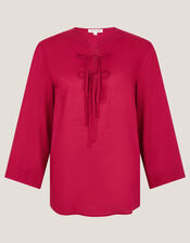 Mischa Tie Front Tunic Top, Red (RED), large