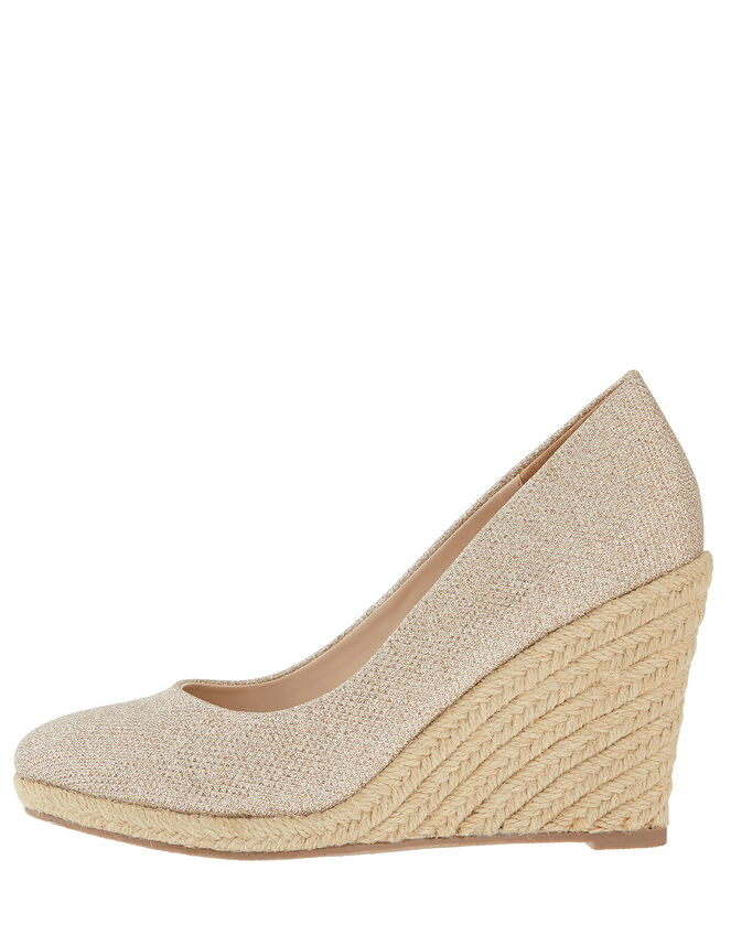 Ella Glitter Espadrille Wedges, Gold (GOLD), large