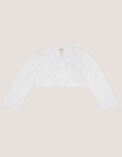 Felicity Embroidered Mesh Cardigan, White (WHITE), large
