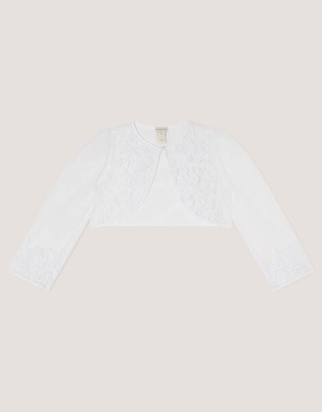 Felicity Embroidered Mesh Cardigan, White (WHITE), large