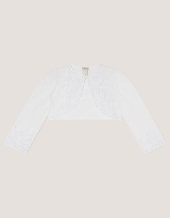 Felicity Embroidered Mesh Cardigan, White (WHITE), large