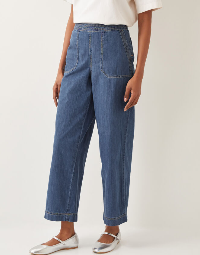 Harper Short Wide Leg Jeans, Blue (DENIM BLUE), large